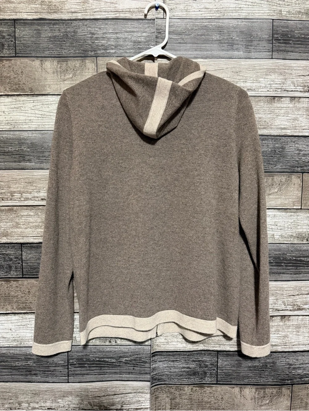 Neiman Marcus 100% Cashmere Hooded Sweater Women’s M Brown Full Zip